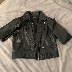Leather zip up jacket
